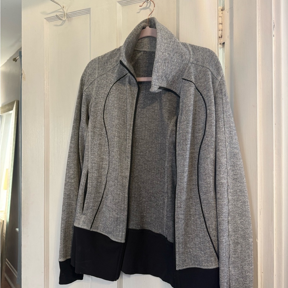 lululemon athletica Gray Bomber Jacket with Black Hem